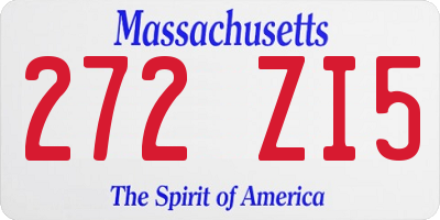 MA license plate 272ZI5