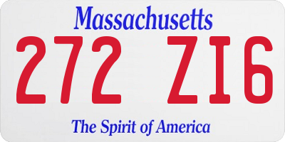 MA license plate 272ZI6
