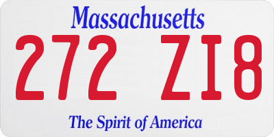 MA license plate 272ZI8