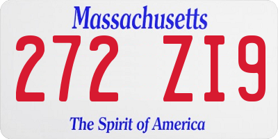 MA license plate 272ZI9
