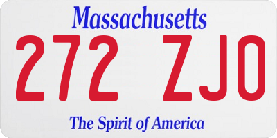 MA license plate 272ZJ0