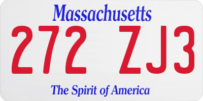 MA license plate 272ZJ3