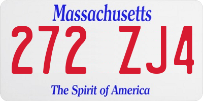 MA license plate 272ZJ4