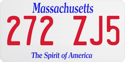 MA license plate 272ZJ5