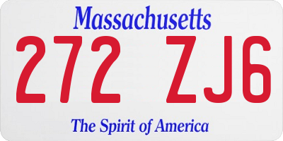 MA license plate 272ZJ6