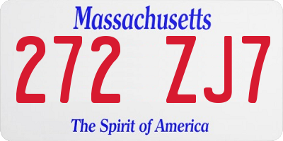 MA license plate 272ZJ7
