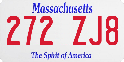 MA license plate 272ZJ8