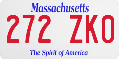 MA license plate 272ZK0