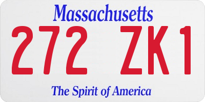 MA license plate 272ZK1