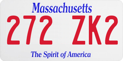 MA license plate 272ZK2