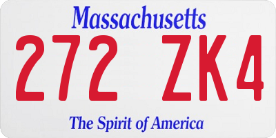 MA license plate 272ZK4