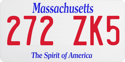 MA license plate 272ZK5