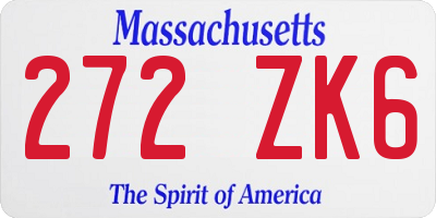 MA license plate 272ZK6