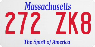 MA license plate 272ZK8