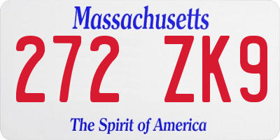 MA license plate 272ZK9