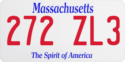 MA license plate 272ZL3