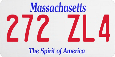 MA license plate 272ZL4