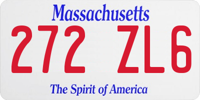 MA license plate 272ZL6