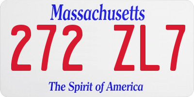 MA license plate 272ZL7