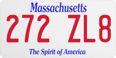 MA license plate 272ZL8