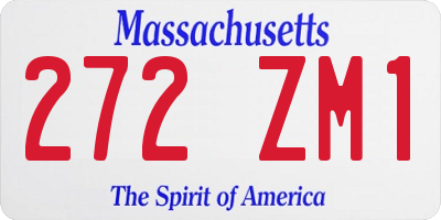 MA license plate 272ZM1