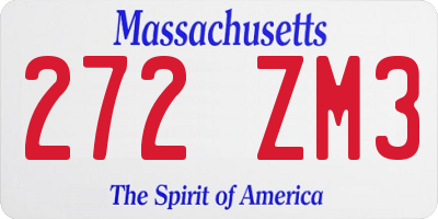 MA license plate 272ZM3
