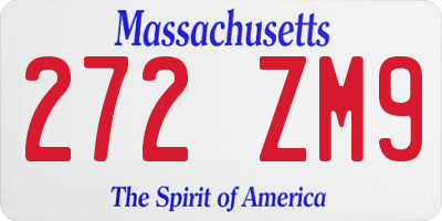 MA license plate 272ZM9