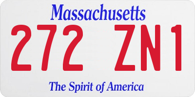MA license plate 272ZN1