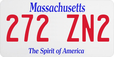 MA license plate 272ZN2