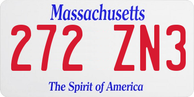 MA license plate 272ZN3