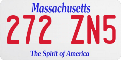 MA license plate 272ZN5