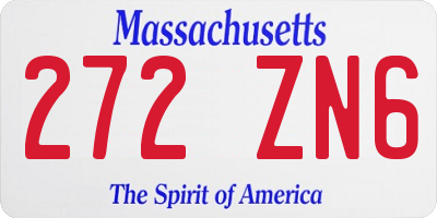 MA license plate 272ZN6