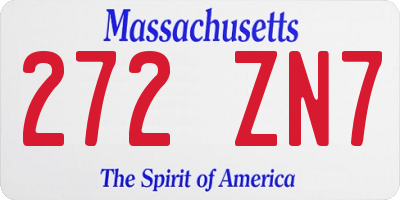 MA license plate 272ZN7