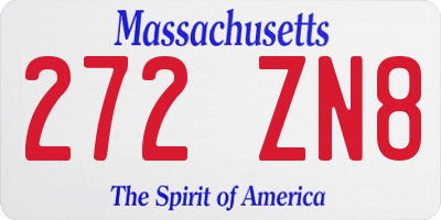 MA license plate 272ZN8