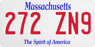 MA license plate 272ZN9