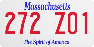 MA license plate 272ZO1