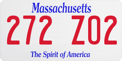 MA license plate 272ZO2
