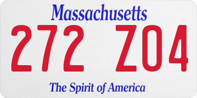 MA license plate 272ZO4