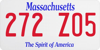 MA license plate 272ZO5