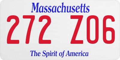 MA license plate 272ZO6
