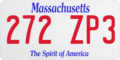 MA license plate 272ZP3