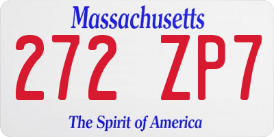 MA license plate 272ZP7