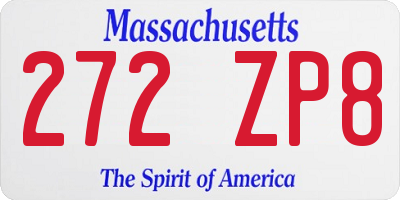 MA license plate 272ZP8