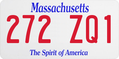 MA license plate 272ZQ1
