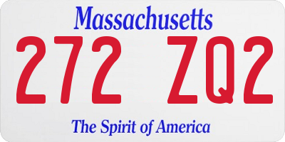 MA license plate 272ZQ2