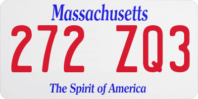 MA license plate 272ZQ3