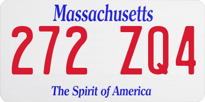 MA license plate 272ZQ4