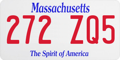 MA license plate 272ZQ5