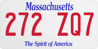 MA license plate 272ZQ7