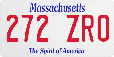 MA license plate 272ZR0